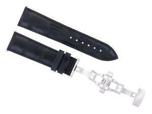 20MM BLACK LEATHER WATCH STRAP BAND FOR FORTIS FLIEGER CHRONOGRAPH + CLASP BLACK