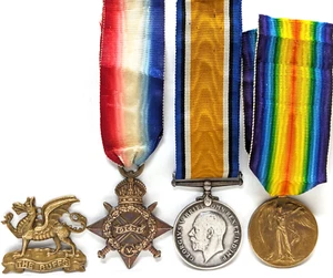 #64 Pte James Darling E Kent & Hampshire Regiment British Army WW1 medals badge - Picture 1 of 12