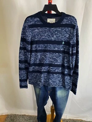 Penguin Bluish Stripe Knit SWEATER Medium M  - Image 1 of 4