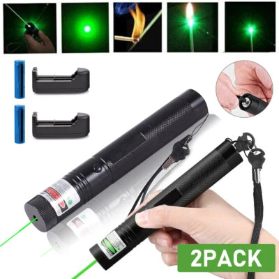 Puntero láser verde recargable 2 piezas 9900 millas lápiz astronomía haz visible Lazer Foto 1 de 4