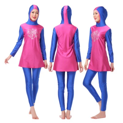 Traje de baño modesto de cubierta completa para mujeres musulmanas Traje de baño islámico Burkini árabe Ropa de playa Foto 1 de 4