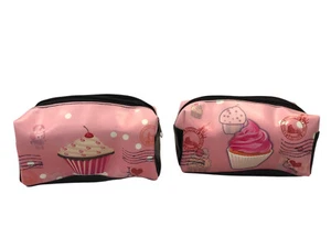 POCHETTE TROUSSE ASTUCCIO PORTA TRUCCO IN ECOPELLE SOGGETTO CUPCAKE CM 20x10X8 - Imagen 1 de 6
