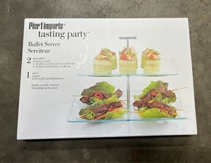 NEW Pier 1 Imports Tasting Party Two 2 Tiered Buffet Server Serviteur Appetizers - Picture 1 of 8