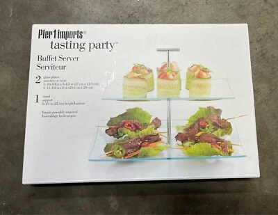 NEW Pier 1 Imports Tasting Party Two 2 Tiered Buffet Server Serviteur Appetizers - Image 1 of 4