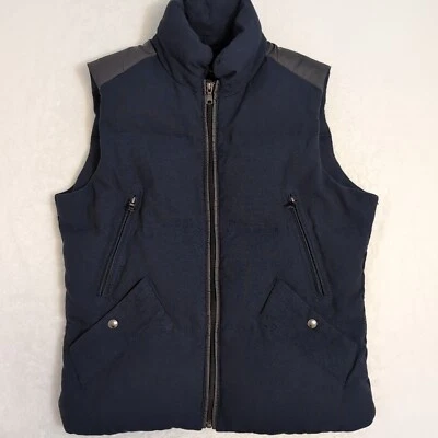 NEW Banana Republic Men’s Sm Wool Nylon Down Puffer Vest Cargo Pockets Blue Grey - Image 1 of 4