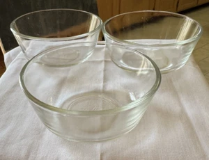 3 Vtg Anchor Hocking Fire King #428 Ovenware Clear Glass Bowl 10oz USA Made - Picture 1 of 5