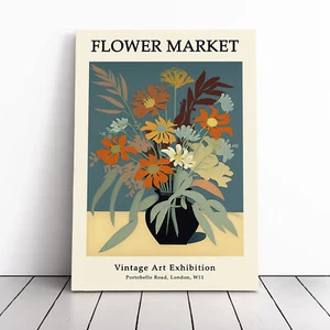 Vintage Flower Market No.9 Exhibition Canvas Wall Art Print Framed Picture Decor - Picture 1 of 5