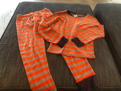 Mini Boden Boys 10 Red Gray Stripe 2 Piece Pajama Set Long Sleeve - Image 1 of 4