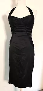 Vintage Betsey Johnson Black Silk Slip Dress sz 4 Halter Made in USA Cocktail - Picture 1 of 10
