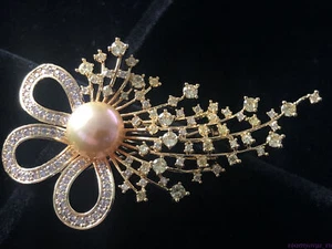 Broche Pin 9-10mm Natural Mar del Sur Perla Dorada Broches Prendedores Regalo Día de la Madre - Imagen 1 de 7