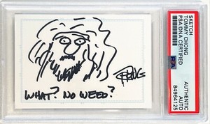 Tommy Chong Original Signed Hand Drawn Sketch Art Card PSA/DNA Slabbed #3
