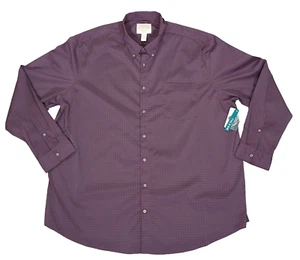 St. John's Bay Mens Big & Tall Wine Gingham Long Sleeve Button-Down Shirt 3XLT - Picture 1 of 10
