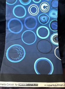 41" x 41" 100% cotton "Effervescence" Amelia Caruso Robert Kaufman Blue Circles - Picture 1 of 6
