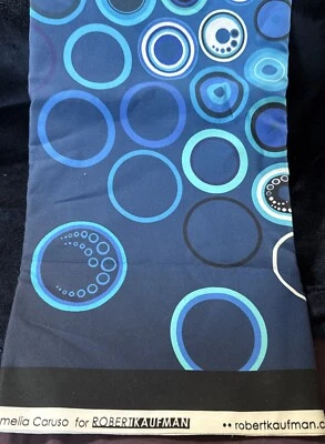 41" x 41" 100% cotton "Effervescence" Amelia Caruso Robert Kaufman Blue Circles - Image 1 of 4
