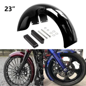 Guardabarros delantero negro vivo envolvente de 23" para Harley Touring Electra Road Glide personalizado - Imagen 1 de 13