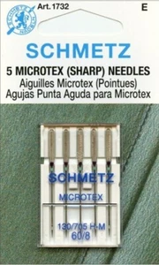 Schmetz 1732 Microtex (Sharp) Sewing Machine Needle Size 60/8 130/705H-M - Picture 1 of 2