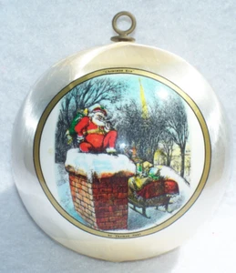 VINTAGE THOMAS NAST WHITE SATIN SANTA CLAUS CHRISTMAS ORNAMENT - Picture 1 of 5