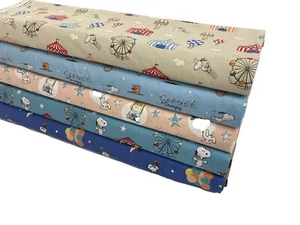 Snoopy Cotton Fabric Peanuts Circus Patchwork Craft + Dressmaking - Picture 1 of 12