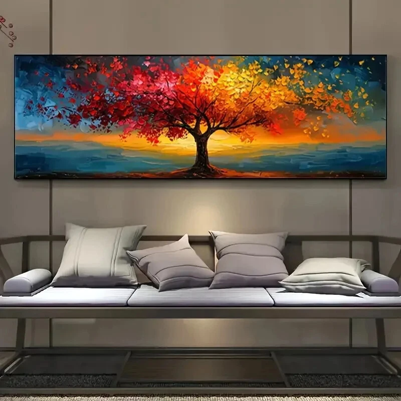 Póster pintura lienzo paisaje abstracto árbol de la vida sala decoración del hogar Foto 1 de 3