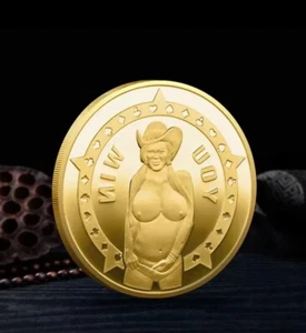 Moneta Gold You Win You Lose Sexy Lady Heads Tails Challenge - Foto 1 di 5