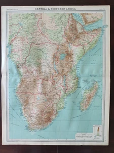 VINTAGE MAP-THE TIMES ATLAS OF THE WORLD-CENTRAL & SOUTHERN AFRICA  -1922 - Picture 1 of 3