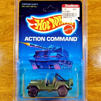 Hot Wheels Vintage Action Command Roll Patrol Jeep CJ-7 Olive CTBK Malaysia 1989 - Image 1 of 3