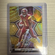 2022 Panini Mosaic Football Jahan Dotson Rc NFL Debut Gold wave prizm /17!