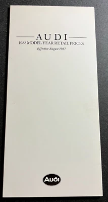 1988 Audi Model Year Retail Prices Vintage Original UK Dealer Pricing Brochure * - Image 1 of 4