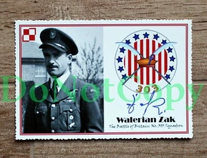 WW2: W/Cdr WALERIAN ZAK 303 Sqn Polish fighter pilot autographcard + bio - Picture 1 of 2