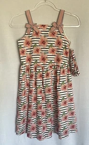 Little Miss Sundress Girls 12 Striped Hibiscus Flowers Bows Lined Hairband New - Picture 1 of 8