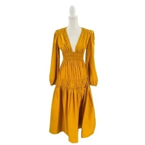 Petal & Pup NEW Dani Long Sleeve Cotton Maxi Dress in Mustard Yellow Size S - Picture 1 of 10
