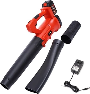 Electric Cordless Leaf Blower 21V – 4.0Ah Battery, 215 CFM, 6-Speed, Red, 2 Tube - Picture 1 of 6