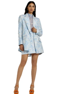River Island Blazer Jacket Blue Tiger  Print  Women’s -Lined NWT SzUS 8 UK 12 - Image 1 of 4