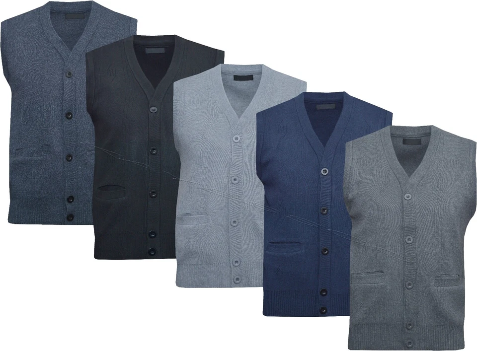 Cárdigan informal para hombre sin mangas cuello en V con botones suéter con camiseta sin mangas M - 2XL Foto 1 de 1