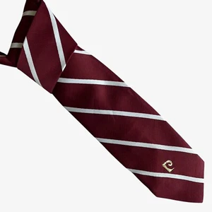 Vintage 80s Pierre Cardin Red & White Striped Polyester Tie, Retro 90s Classic - Picture 1 of 4