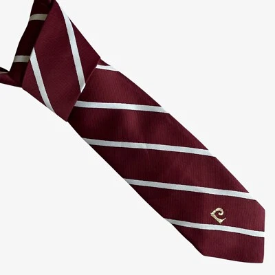 Vintage 80s Pierre Cardin Red & White Striped Polyester Tie, Retro 90s Classic - Image 1 of 4