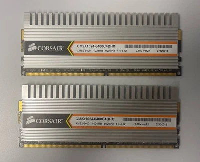 (X2) Corsair XMS2-6400 1GB DIMM 800 MHz DDR2 SDRAM Memory With Heat Sink Used - Image 1 of 3