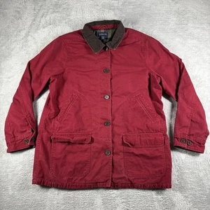 Lands End Jacke Damen groß rot Scheunenmantel Cordkragen Flanell gefüttert Chore - Bild 1 von 12