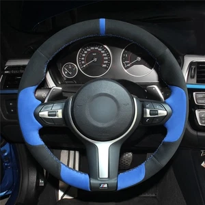 Hand-stitched Black Suede Steering Wheel Cover for BMW F87 M2 F80 M3 F82 M4 M5 F - Picture 1 of 12