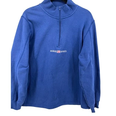Estribos Ropa Cuarto Cremallera Sudadera Azul Caballo Ecuestre EE. UU. Logo Grande XL Foto 1 de 4