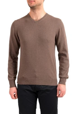 Pierre Balmain Men's Brown Wool Cashmere V-Neck Pullover Sweater - Image 1 of 4