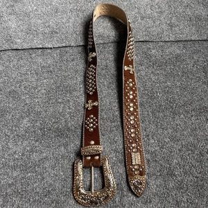 bb simon Womens Brown Belt Size Rhinestone Bling Statement Piece - Picture 1 of 5