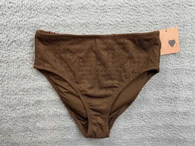 Shade & Shore Bikini Bottom Womens Medium Brown High Waist Cheeky Swim Briefs - Image 1 of 4