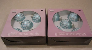 Martha Stewart Christmas Glass Ornaments Light Blue Glitter New 2007 - Picture 1 of 22