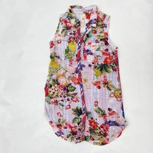 Cyrena Mini Hemdblusenkleid S Mixed Media Blumen Karo Print ärmellos bunt - Bild 1 von 11