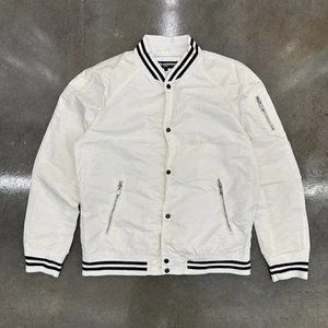 Karl Lagerfeld Paris Snap Button Nylon Bomber Jacket Women’s White Black Large - Picture 1 of 6