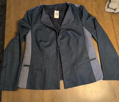 NOVO Blazer de Malha Lane Bryant Tamanho 14 Azul Dois Tons Manga Longa Jaqueta Trabalho Escritório - Imagem 1 de 4