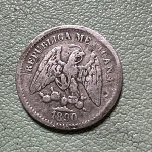1890 Mo M Mexico 5 Centavos Silver Coin 2nd Republic Mexico City Mint - Picture 1 of 8