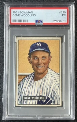 Gene Woodling PSA 1 1951 Bowman béisbol #219 novato radiocontrol Yankees 8751 Foto 1 de 2