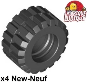 LEGO 4x Reifen 21mm D.X 12mm Quer Gerillt Ganz Terrain 4x4 Schwarz/Schwarz 6015 - Picture 1 of 1